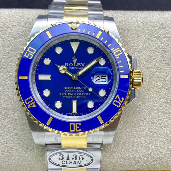 Rolex Submariner Rolex Date Blue Dial Two-tone Yellow Gold Swiss Made 5A