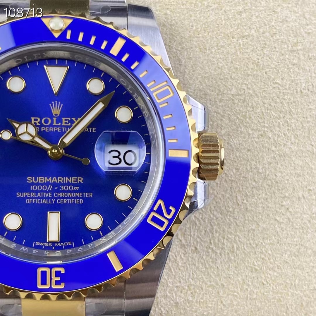 Rolex Submariner Rolex Date Blue Dial Two-tone Yellow Gold Swiss Made 5A