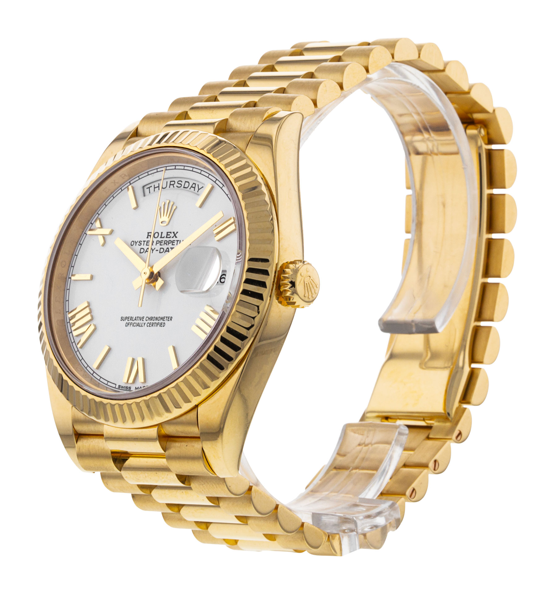 Rolex Day-Rolex Date 40 White Dial 18K Yellow Gold - Code: RLX064