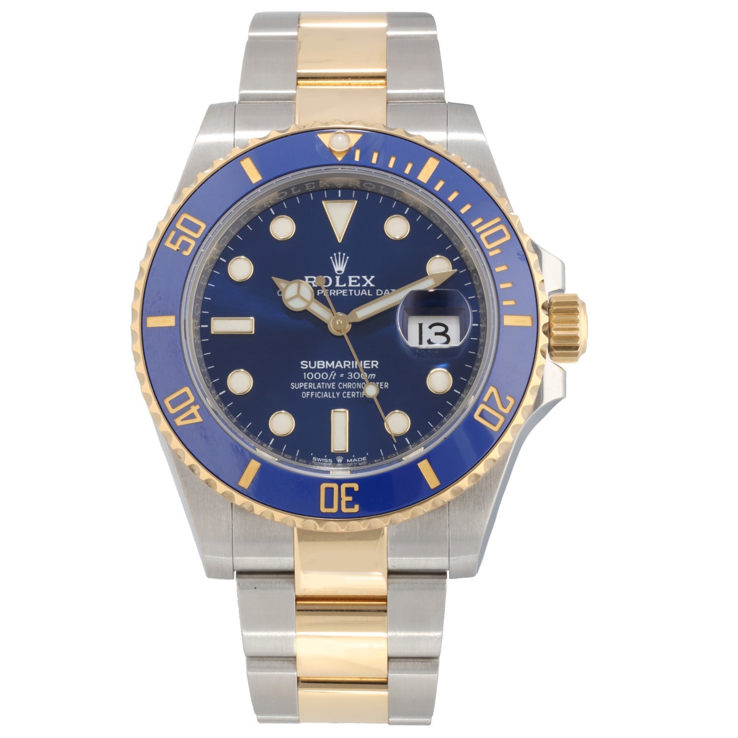 Rolex Submariner Rolex Date Blue Dial Yellow Gold 126613LB