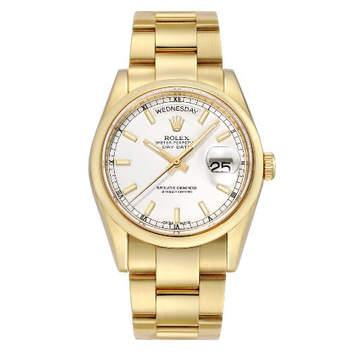 Rolex Day-Rolex Date 40 White Dial 18K Yellow Gold - Code: RLX063