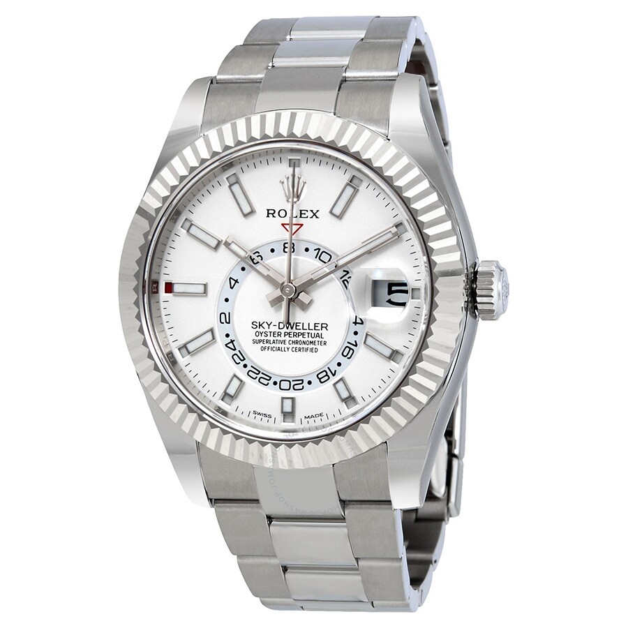 Sky Dweller Ivory Dial 18K White Gold Rolex Oyster Bracelet Swiss Made 6A - Code: VSF172