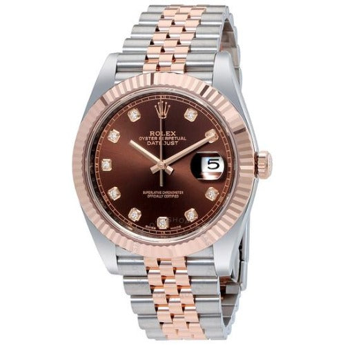 Rolex Datejust 41 Chocolate Diamond Dial Steel and 18K Everose Gold