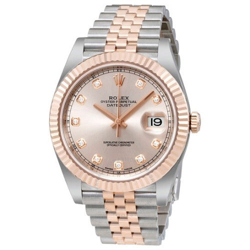 Rolex Date Just Sundust Diamond Dial Steel and 18 Everose Gold Jubilee Swiss Made Code: SW5125