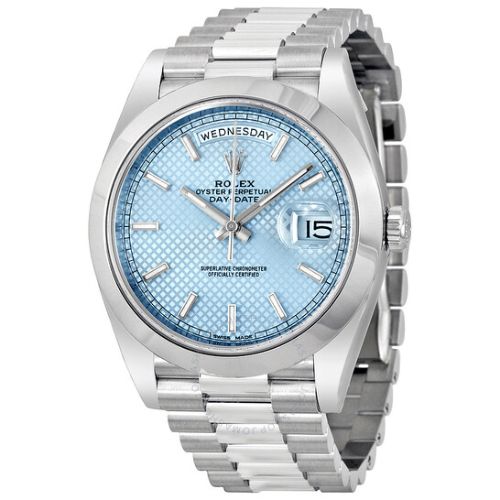 Rolex Day-Rolex Date Ice Blue Diagonal Motif Dial - Code: RLX069